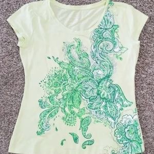 Women's New York & Company Cap Short Sleeve Shirt Top Size M Yellow